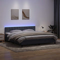 vidaXL Łóżko kontynentalne z materacem i LED, ciemnoszare, 180x210cm aksamit