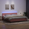 vidaXL Łóżko kontynentalne z materacem i LED, różowe, 180x210 cm, aksamit