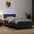 vidaXL Łóżko kontynentalne z materacem i LED, ciemnoszary aksamit, 80x220 cm