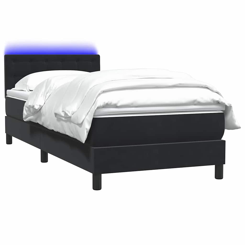 vidaXL Łóżko kontynentalne z materacem i LED, czarne, 80x220 cm