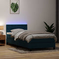 vidaXL Łóżko kontynentalne z materacem i LED, niebieskie, aksamit, 80x220 cm