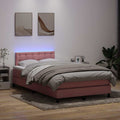 vidaXL Łóżko kontynentalne z materacem i LED, różowe, 120x220 cm, aksamit