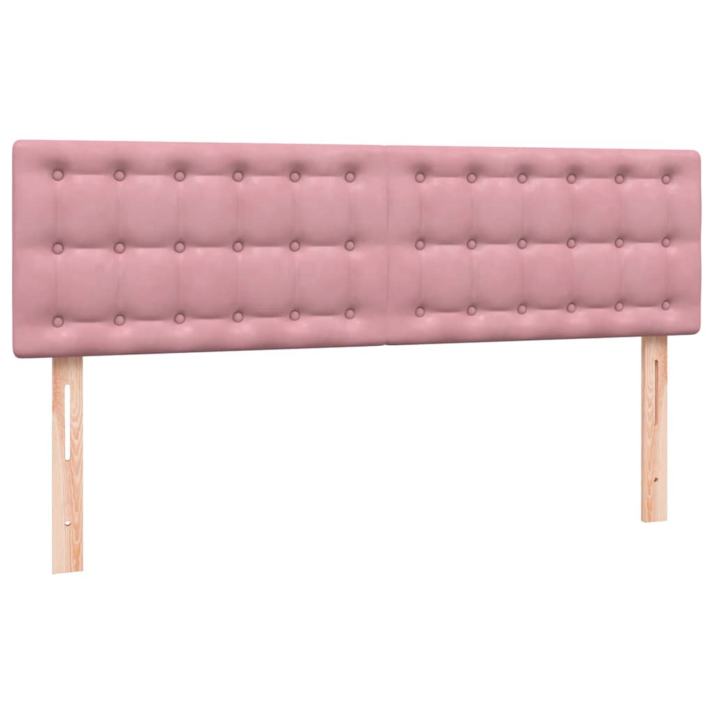 vidaXL Łóżko kontynentalne z materacem i LED, różowe, 140x220 cm, aksamit