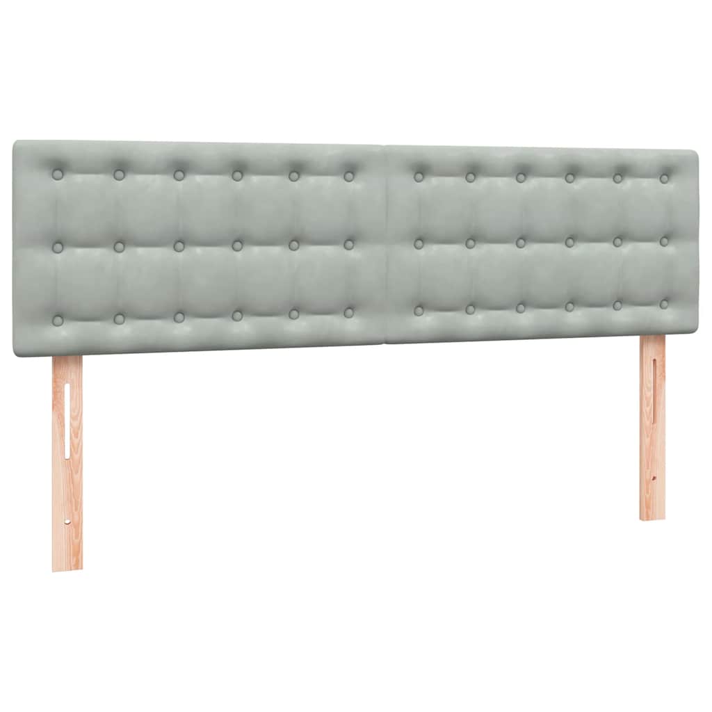 vidaXL Łóżko kontynentalne z materacem i LED, jasnoszare, 160x220cm, aksamit