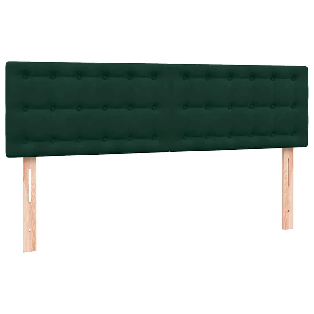 vidaXL Łóżko kontynentalne z materacem i LED, ciemnozielone, 160x220 cm