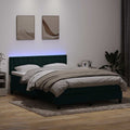 vidaXL Łóżko kontynentalne z materacem i LED, ciemnozielone, 160x220 cm