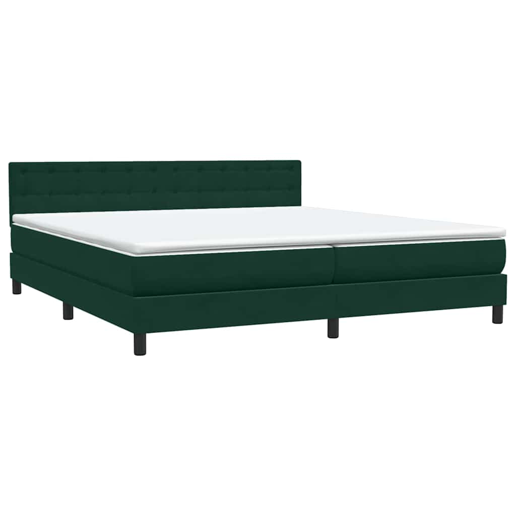 vidaXL Łóżko kontynentalne z materacem i LED Ciemnozielone 180x220 cm