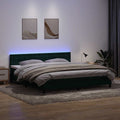 vidaXL Łóżko kontynentalne z materacem i LED Ciemnozielone 180x220 cm