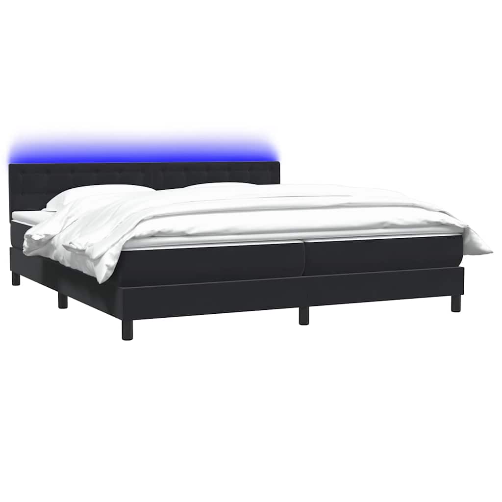 vidaXL Łóżko kontynentalne z materacem i LED Czarny 200x220 cm Aksamit