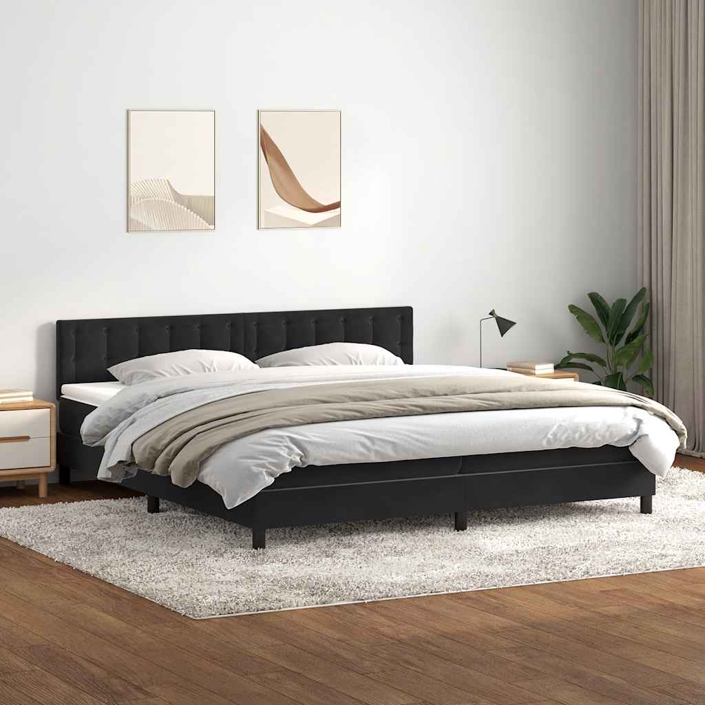 vidaXL Łóżko kontynentalne z materacem i LED Czarny 200x220 cm Aksamit