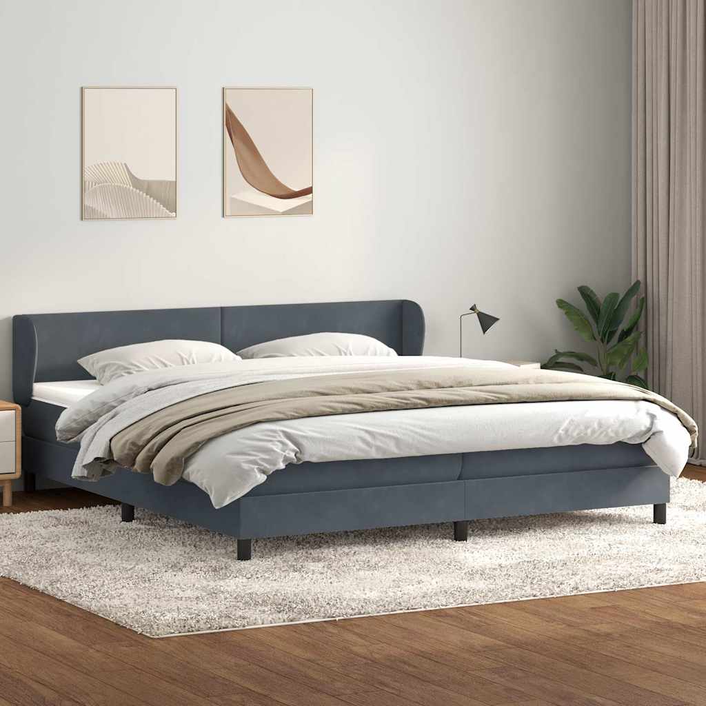 vidaXL Łóżko typu Box Spring z materacami Ciemnoszary 180x210 cm
