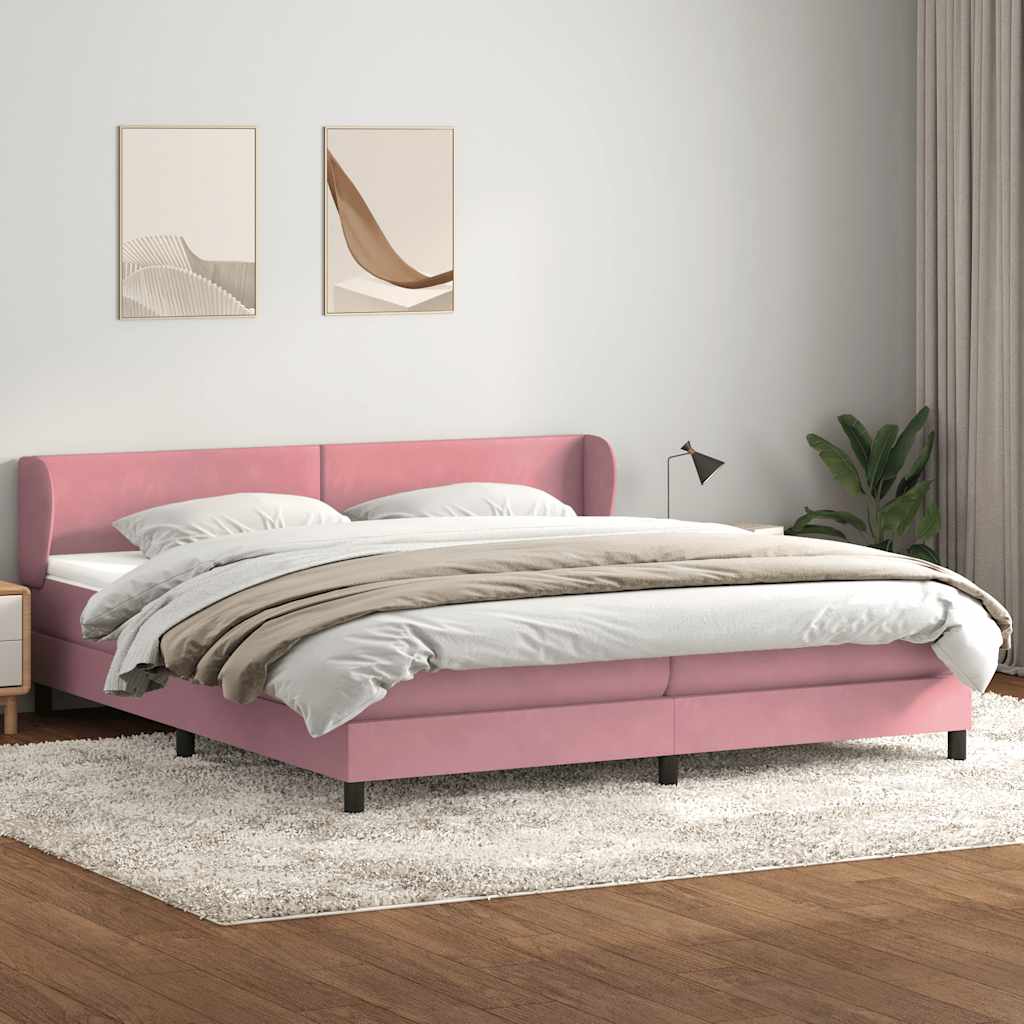 vidaXL Łóżko typu Box Spring z materacami Różowy 180x210 cm Aksamit