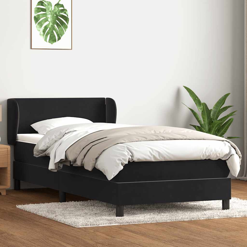 vidaXL Łóżko kontynentalne z materacem, czarne, 80x220 cm