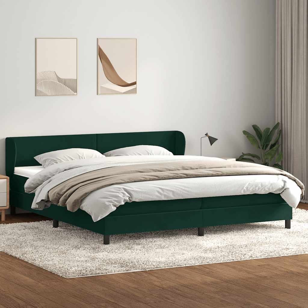 vidaXL Łóżko typu Box Spring z materacami Ciemnozielone 180x220 cm