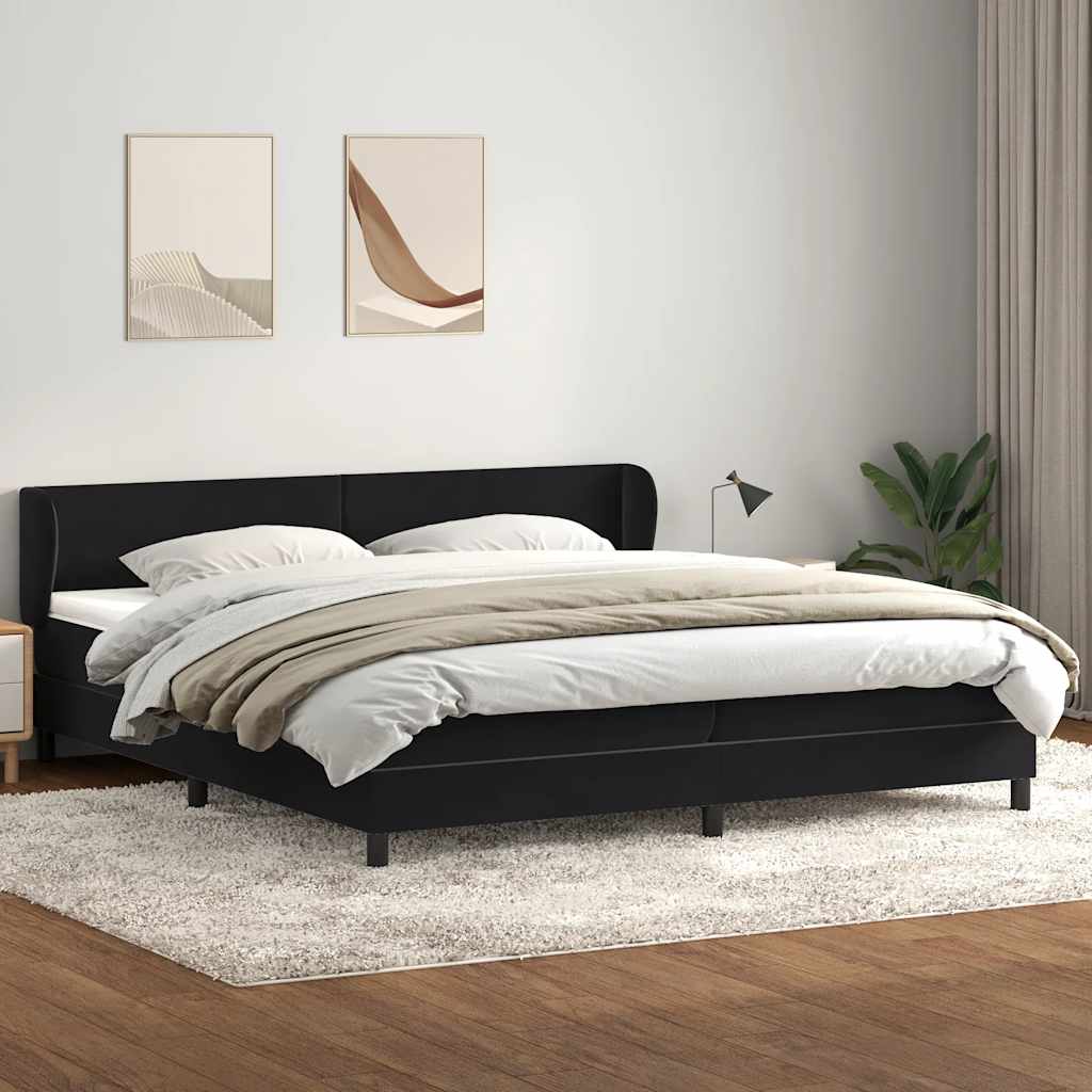 vidaXL Łóżko typu Box Spring z materacami Czarny 200x220 cm Aksamit