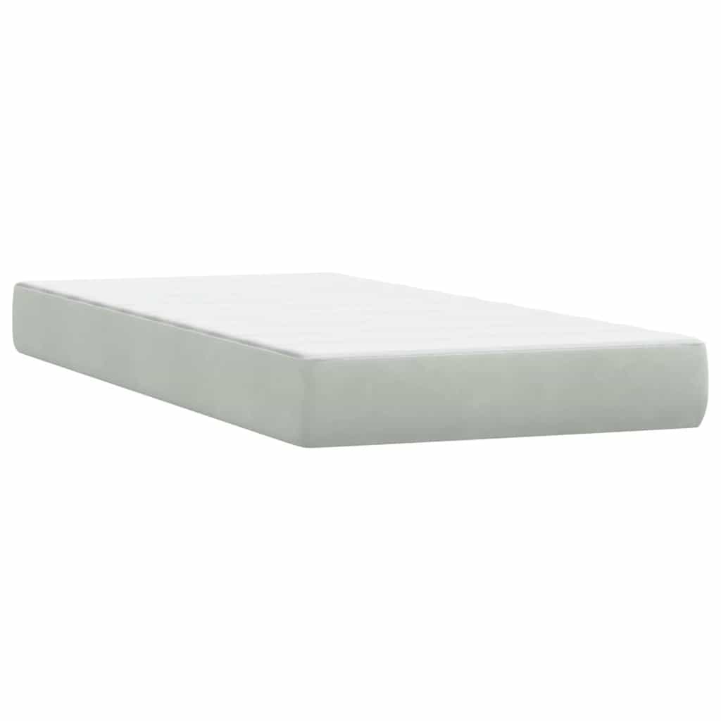 vidaXL Łóżko kontynentalne z materacem, jasnoszare, aksamit, 80x220 cm