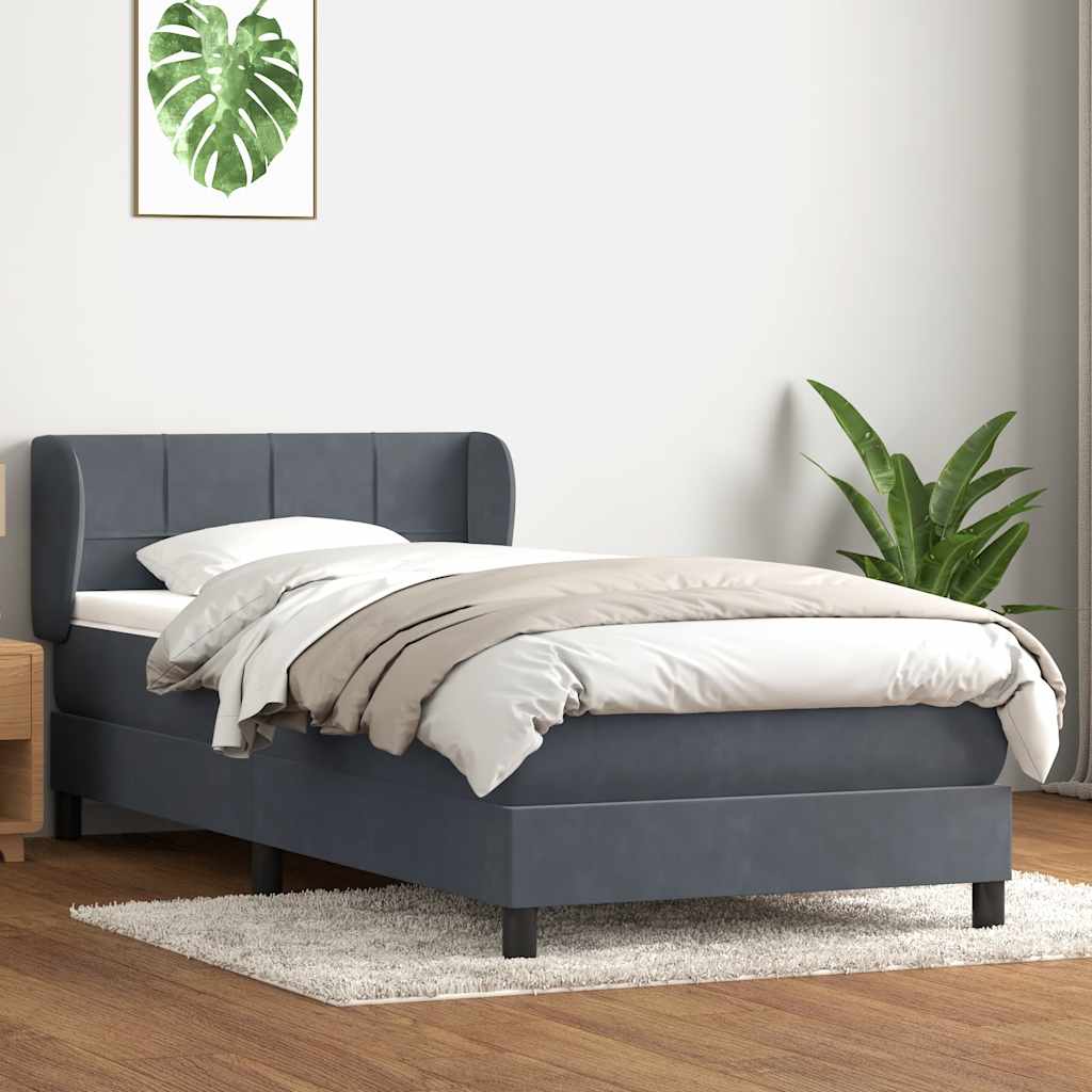 vidaXL Łóżko kontynentalne z materacem, ciemnoszary aksamit, 80x210 cm