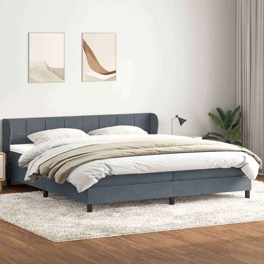 vidaXL Łóżko typu Box Spring z materacami Ciemnoszary 180x210 cm