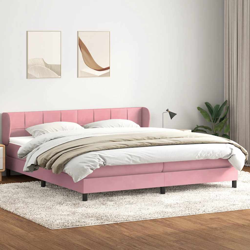 vidaXL Łóżko typu Box Spring z materacami Różowy 180x210 cm Aksamit