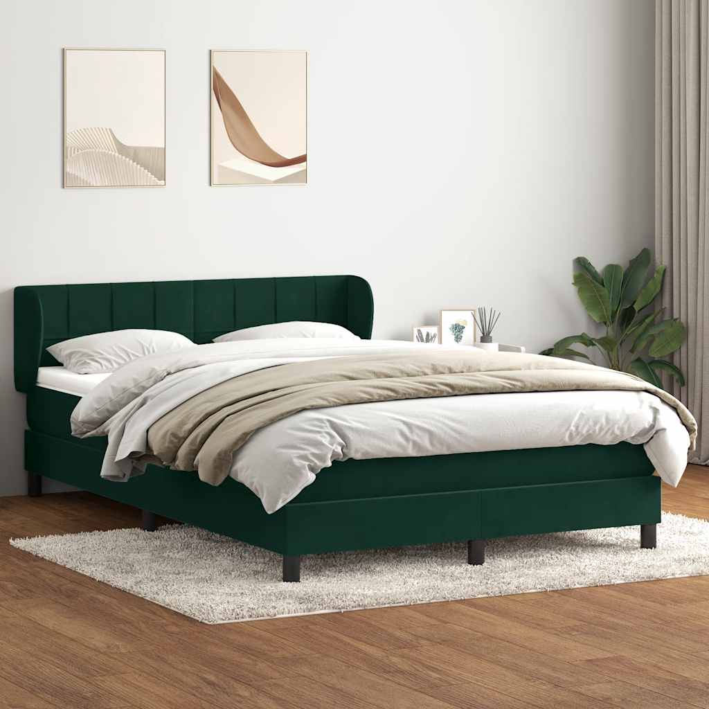 vidaXL Łóżko kontynentalne z materacem, ciemnozielone, 160x220 cm