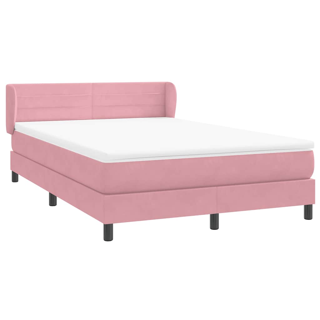 vidaXL Łóżko kontynentalne z materacem, różowe, 140x210 cm, aksamit