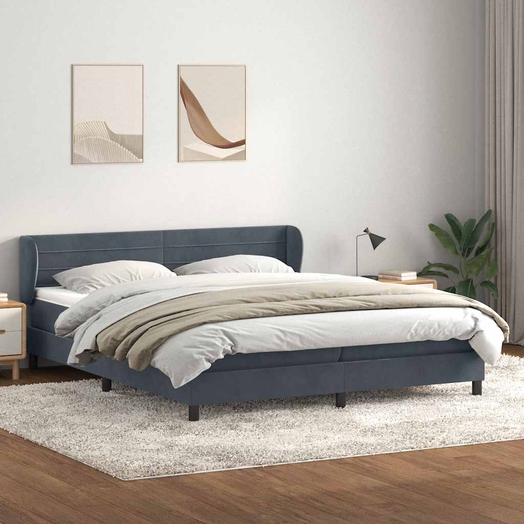vidaXL Łóżko typu Box Spring z materacami Ciemnoszary 180x210 cm