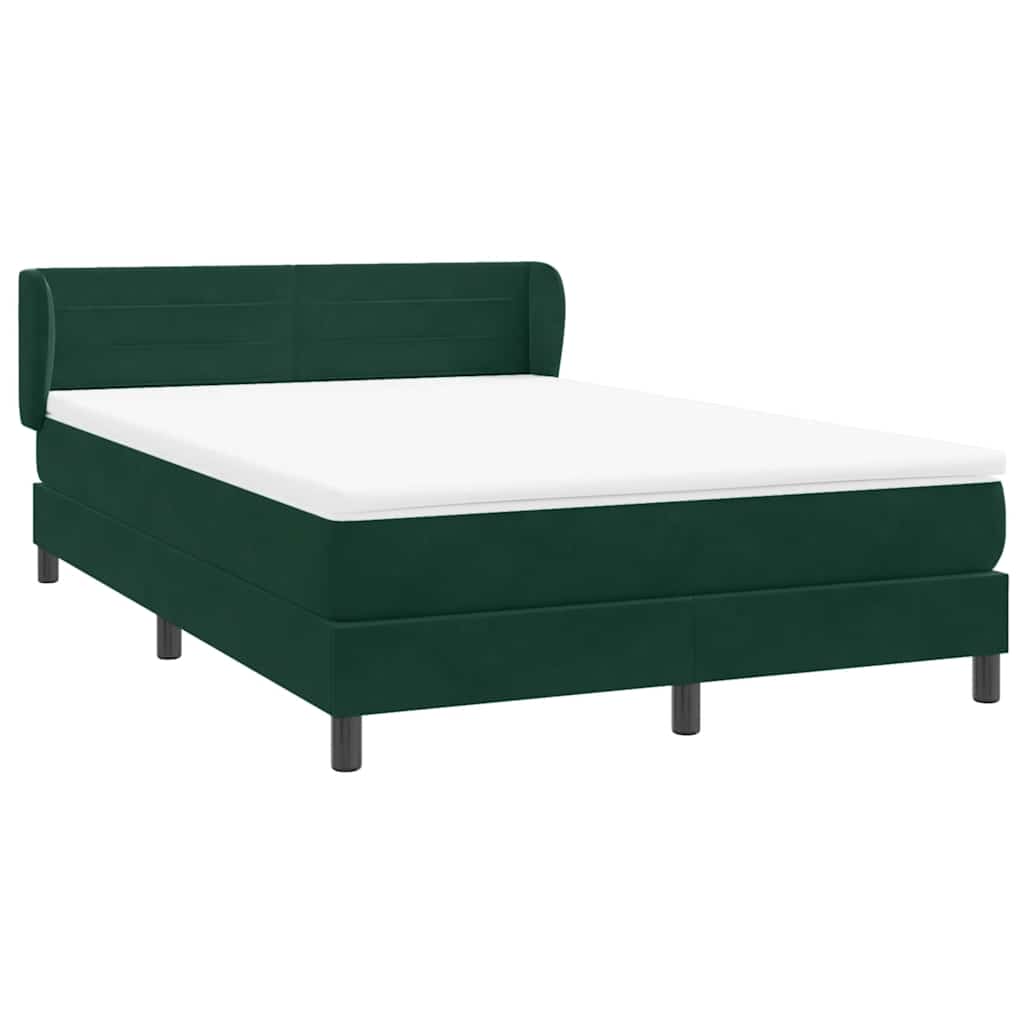 vidaXL Łóżko kontynentalne z materacem, ciemnozielone, 160x220 cm