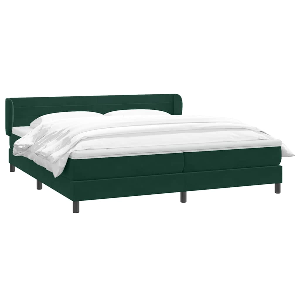vidaXL Łóżko typu Box Spring z materacami Ciemnozielone 180x220 cm