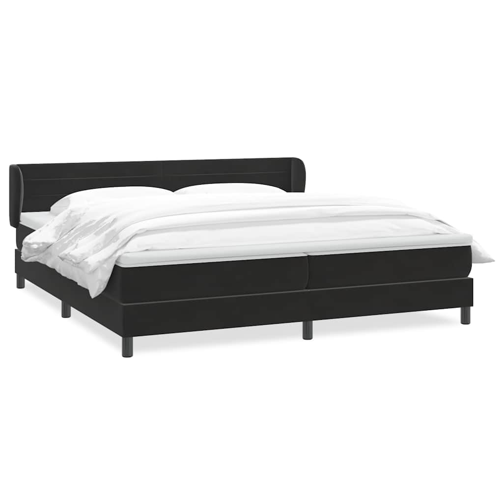 vidaXL Łóżko typu Box Spring z materacami Czarny 200x220 cm Aksamit