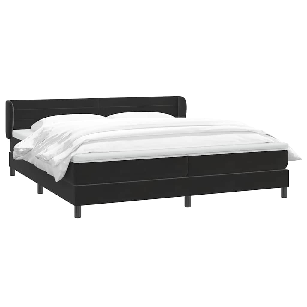 vidaXL Łóżko typu Box Spring z materacami Czarny 200x220 cm Aksamit