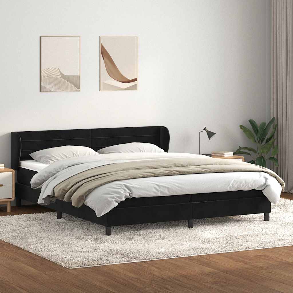 vidaXL Łóżko typu Box Spring z materacami Czarny 200x220 cm Aksamit