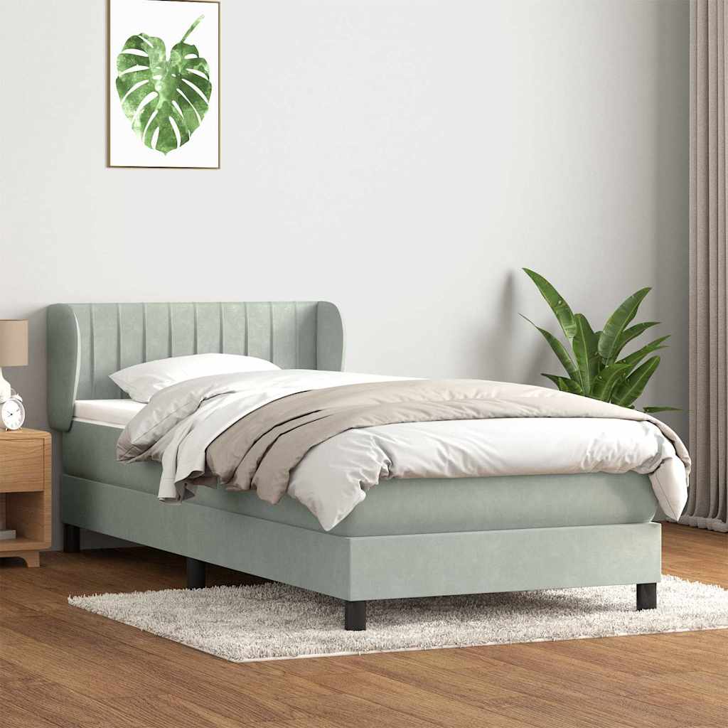 vidaXL Łóżko kontynentalne z materacem, jasnoszare, aksamit, 80x210 cm