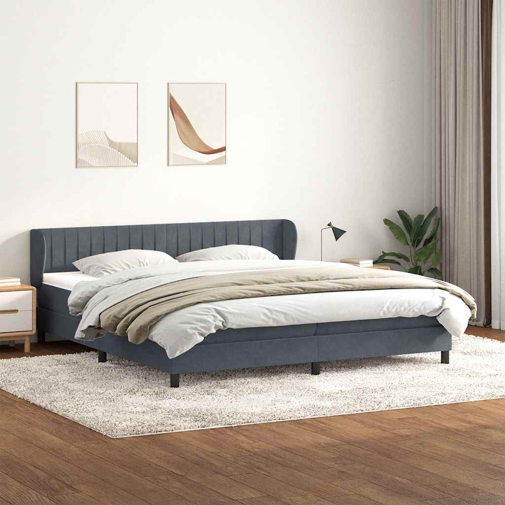vidaXL Łóżko typu Box Spring z materacami Ciemnoszary 180x210 cm