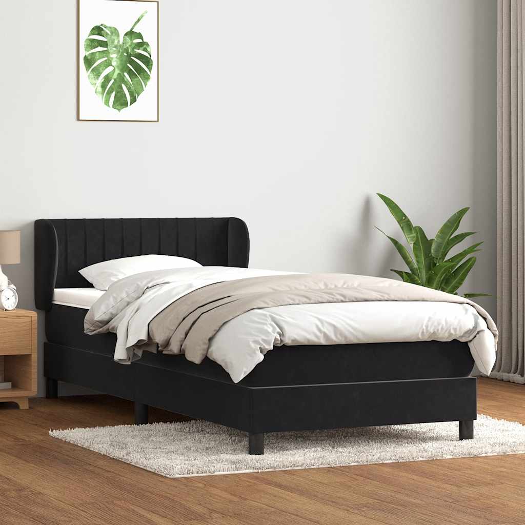 vidaXL Łóżko kontynentalne z materacem, czarne, 80x220 cm