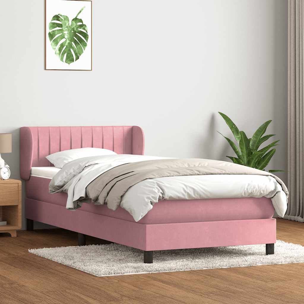 vidaXL Łóżko kontynentalne z materacem, różowe, 80x220 cm