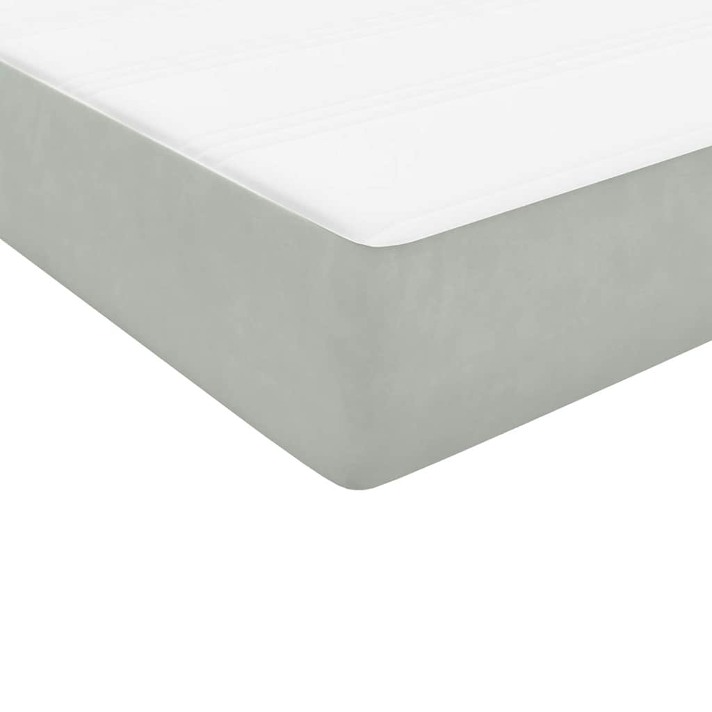 vidaXL Łóżko kontynentalne z materacem, jasnoszare, 160x220cm, aksamit