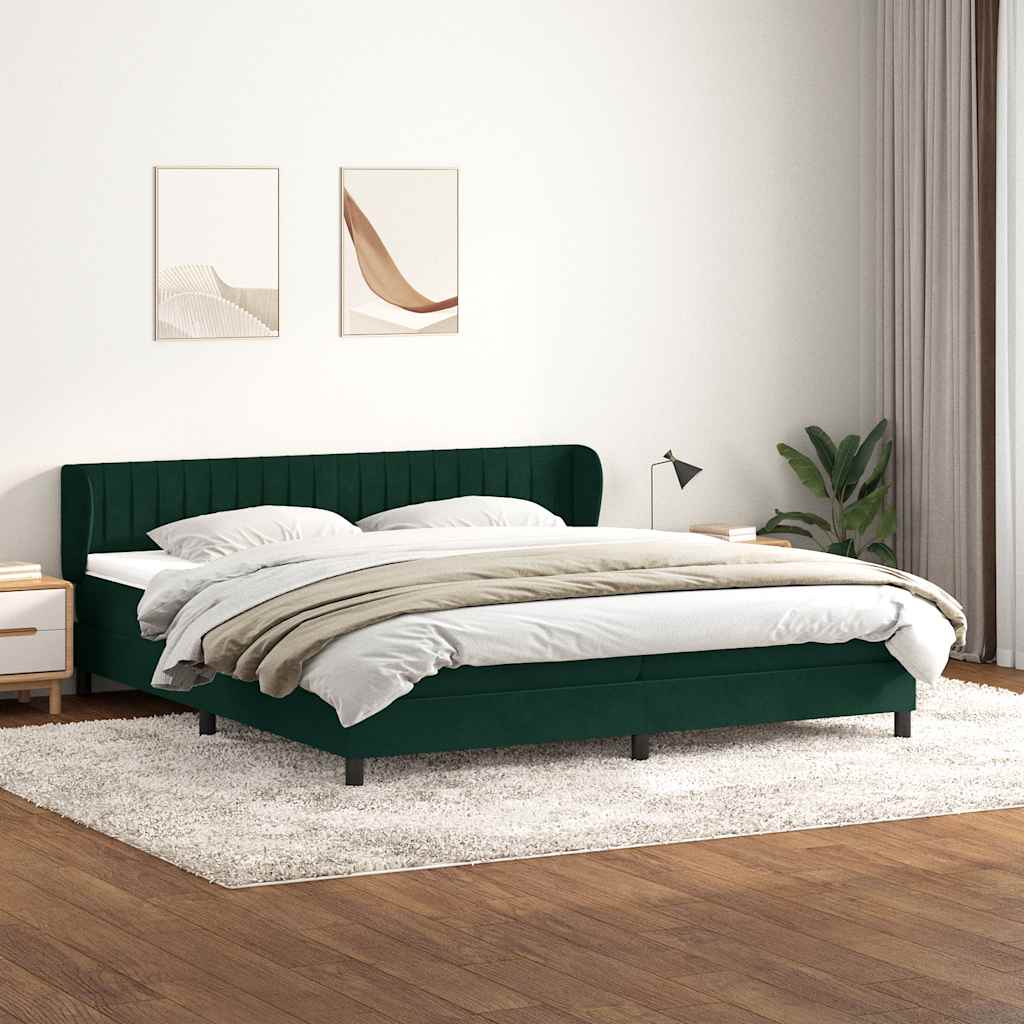 vidaXL Łóżko typu Box Spring z materacami Ciemnozielone 180x220 cm