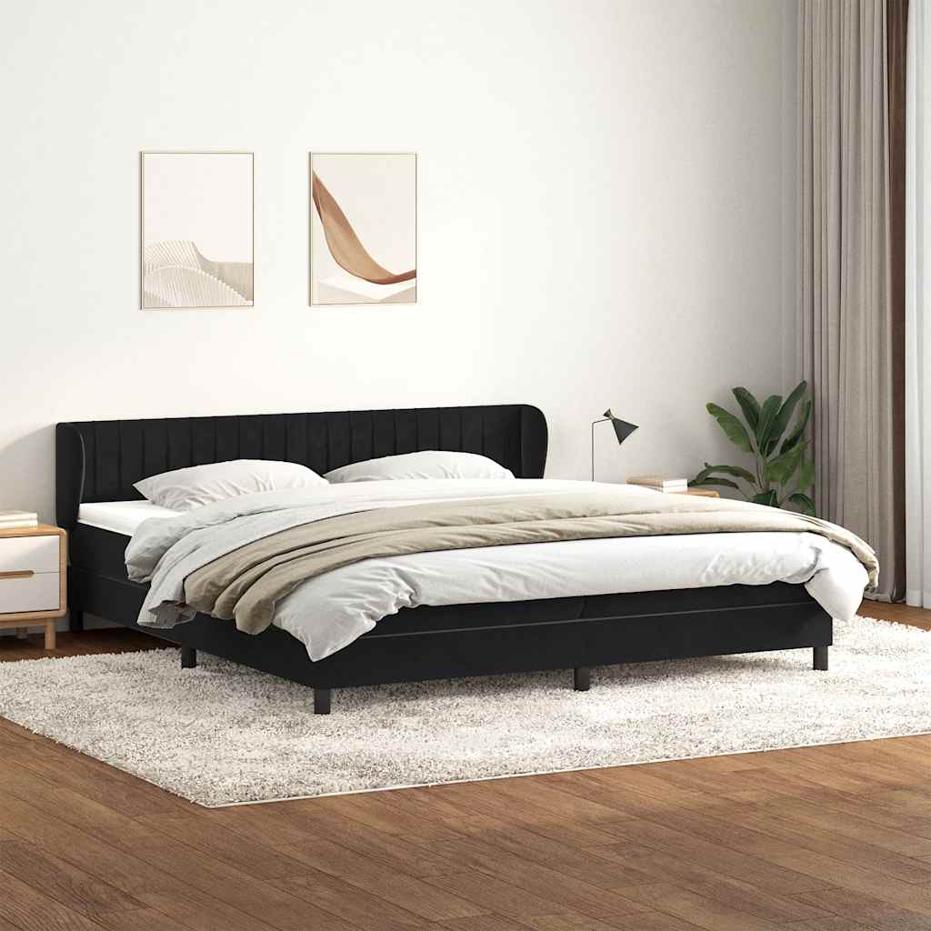 vidaXL Łóżko typu Box Spring z materacami Czarny 200x220 cm Aksamit