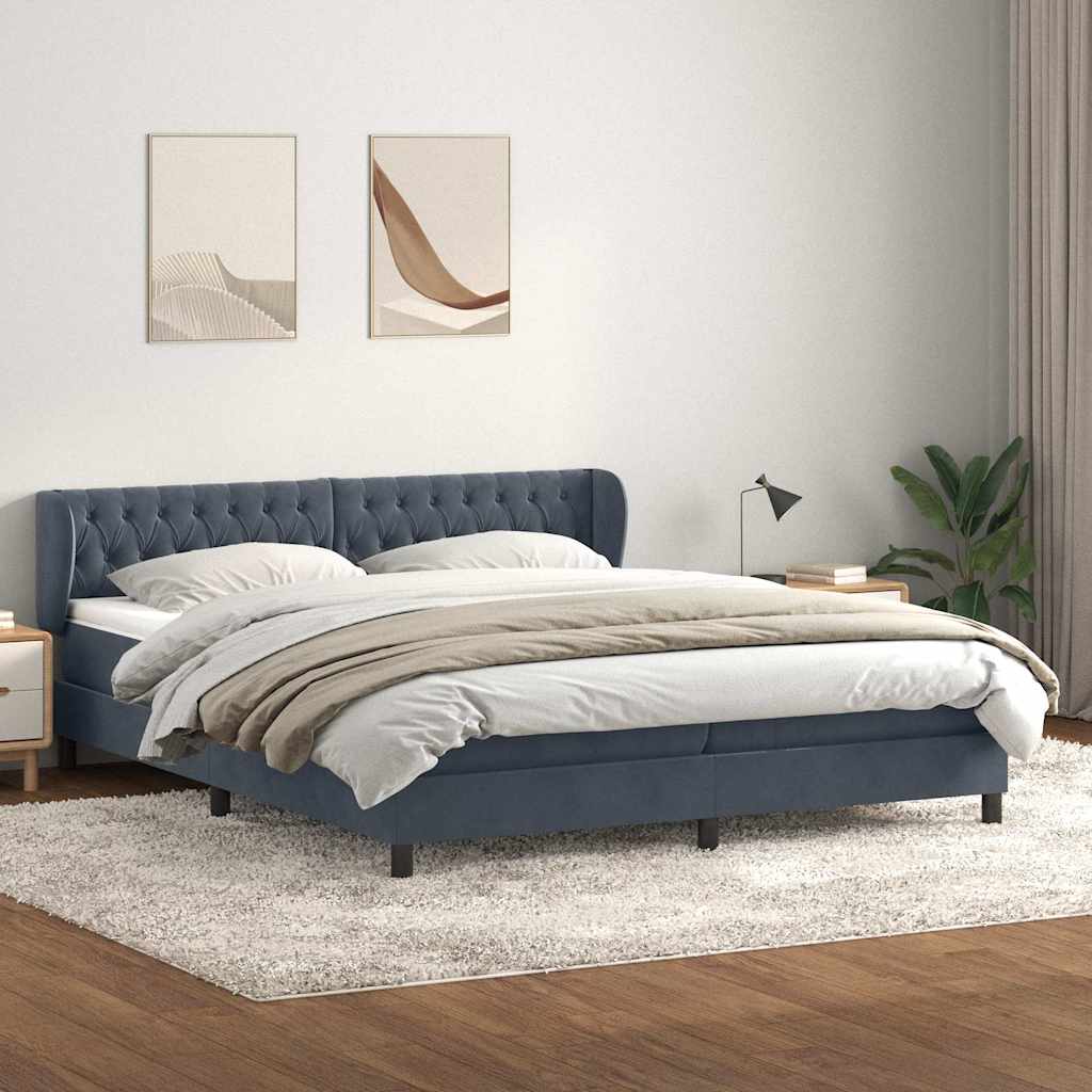 vidaXL Łóżko typu Box Spring z materacami Ciemnoszary 180x210 cm