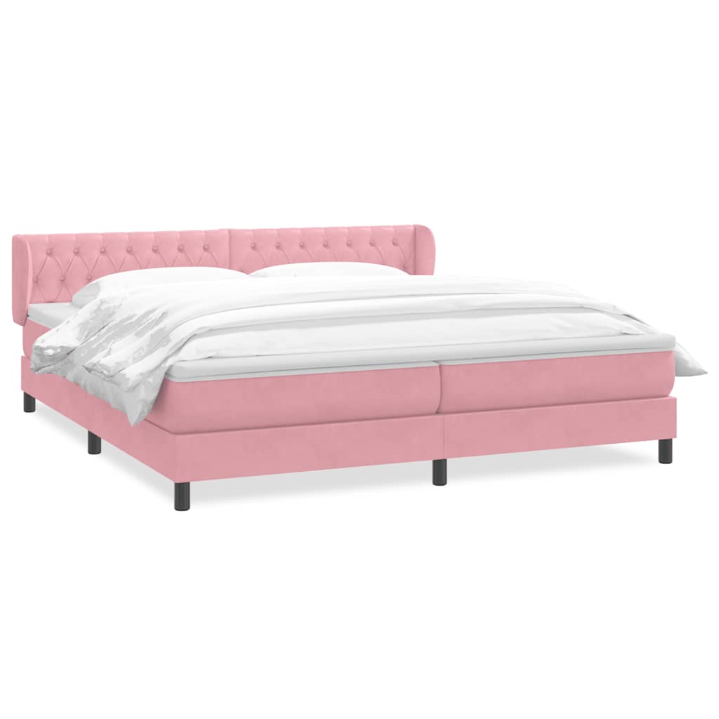 vidaXL Łóżko typu Box Spring z materacami Różowy 180x210 cm Aksamit