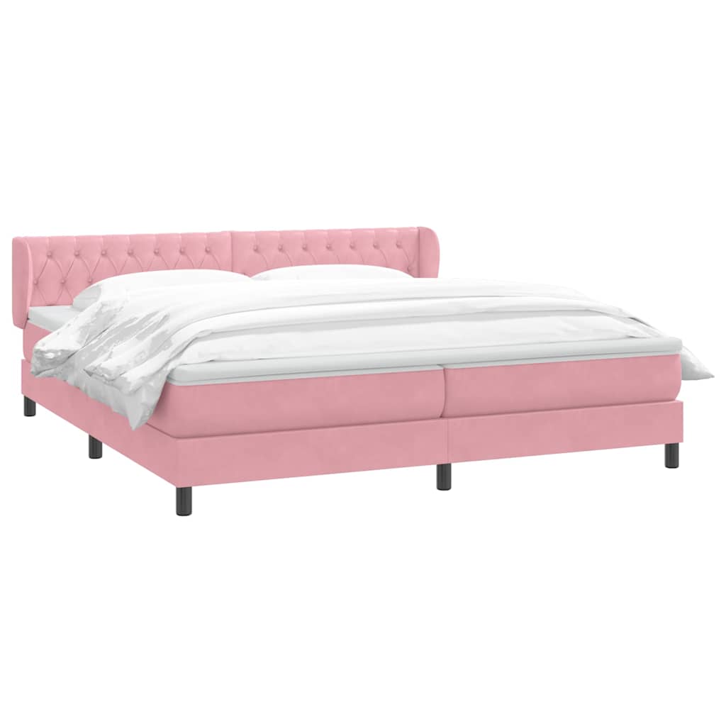 vidaXL Łóżko typu Box Spring z materacami Różowy 180x210 cm Aksamit