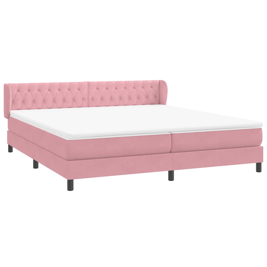 vidaXL Łóżko typu Box Spring z materacami Różowy 180x210 cm Aksamit