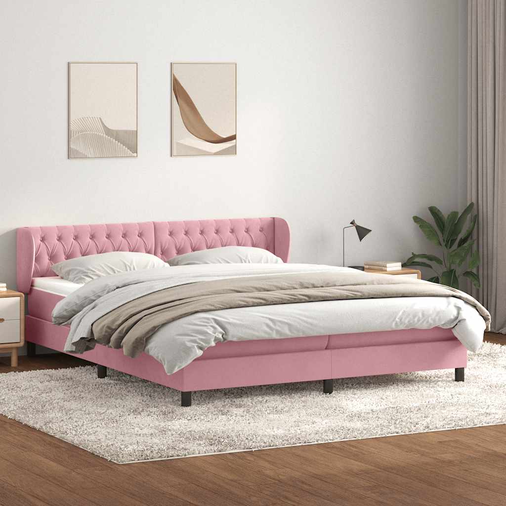 vidaXL Łóżko typu Box Spring z materacami Różowy 180x210 cm Aksamit