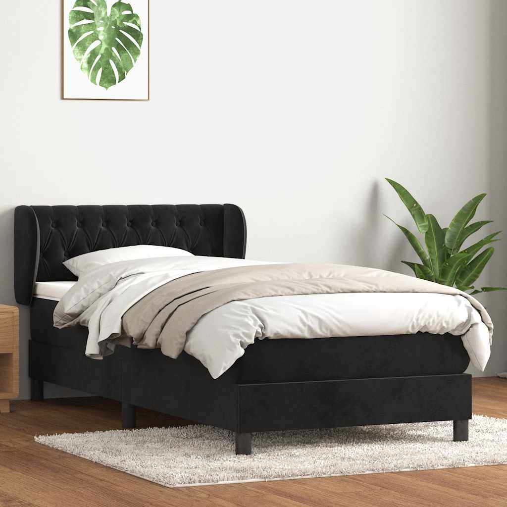 vidaXL Łóżko kontynentalne z materacem, czarne, 80x220 cm