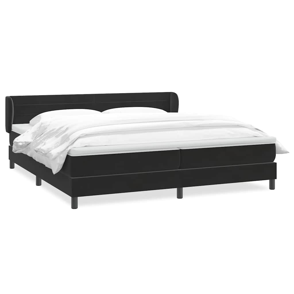 vidaXL Łóżko typu Box Spring z materacami Czarny 200x220 cm Aksamit
