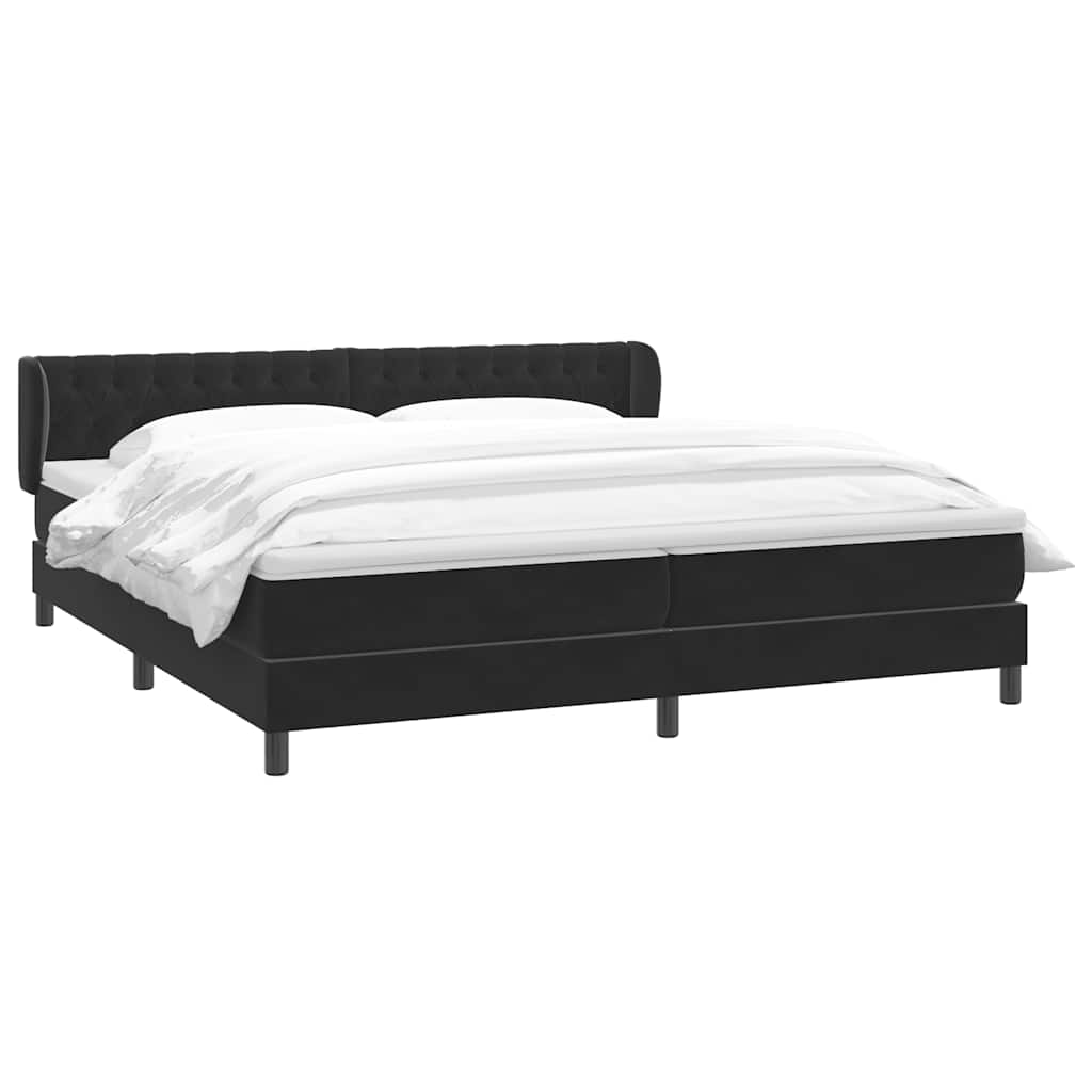 vidaXL Łóżko typu Box Spring z materacami Czarny 200x220 cm Aksamit