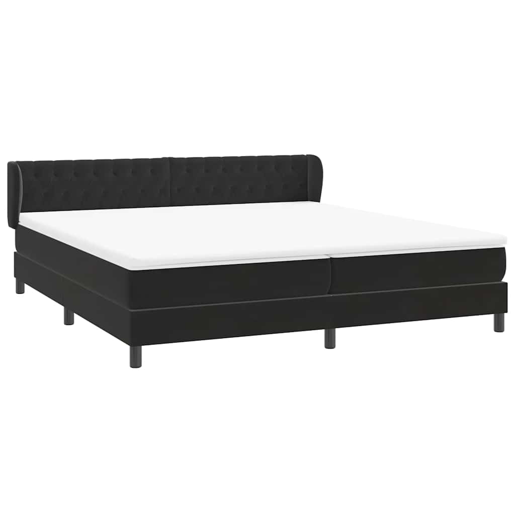 vidaXL Łóżko typu Box Spring z materacami Czarny 200x220 cm Aksamit