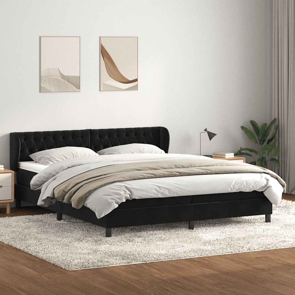 vidaXL Łóżko typu Box Spring z materacami Czarny 200x220 cm Aksamit