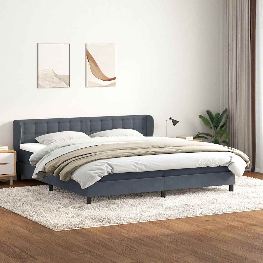 vidaXL Łóżko typu Box Spring z materacami Ciemnoszary 180x210 cm
