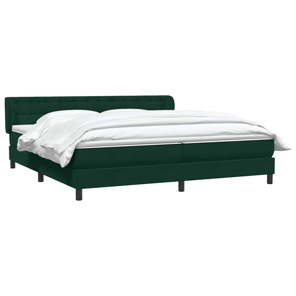 vidaXL Łóżko typu Box Spring z materacami Ciemnozielone 180x220 cm